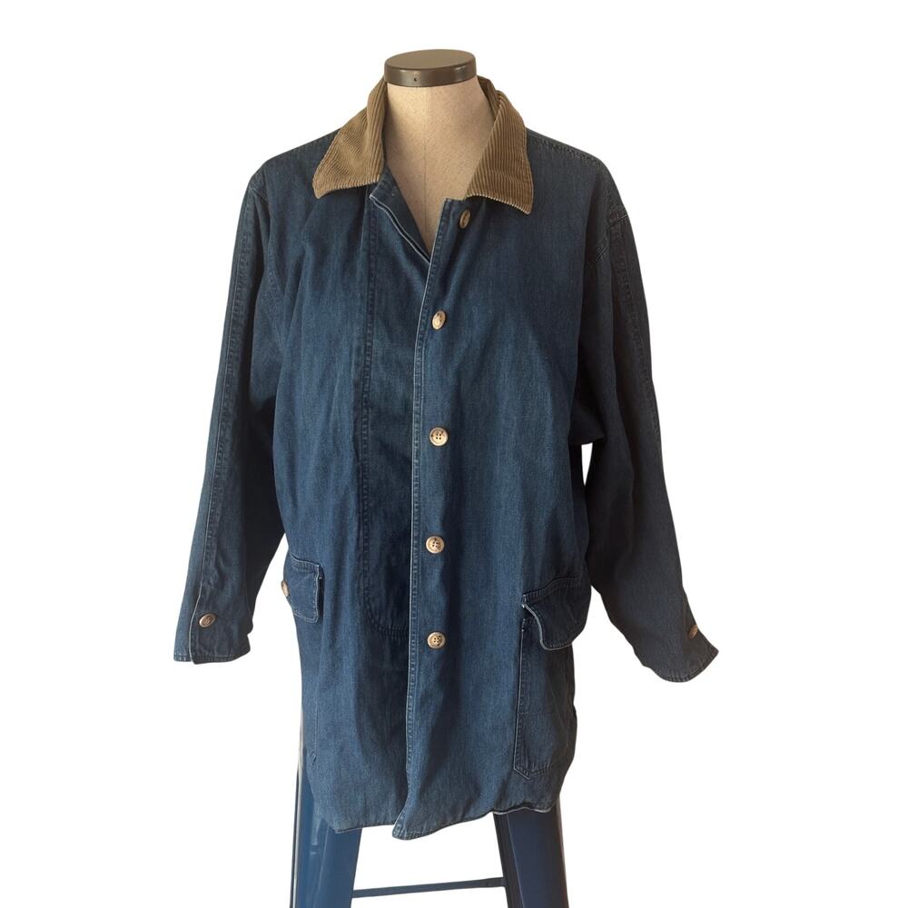 Vintage David Brooks Denim Barn Jacket Corduroy Collar Chore Coat